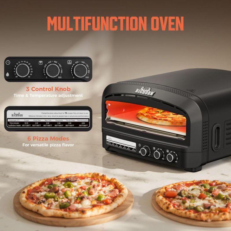 Horno para Pizza BIG HORN Eléctrico 14" 110V 6 Modos