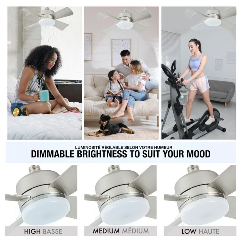 Ventilador de Techo Bell+Howell Socket Breeze con Luz LED y Control Remoto