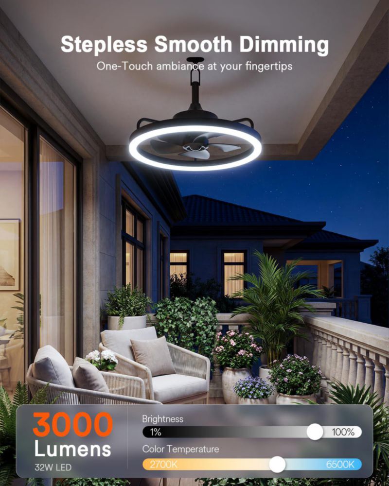 Ventilador de Techo Lumary 20in Inteligente para Exterior RGB Impermeable