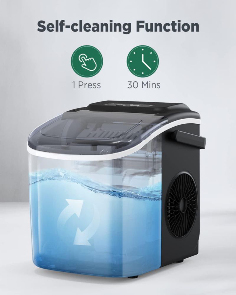 Máquina de Hielo Silonn 12 kg/24h Autolimpiante 2 Tamaños