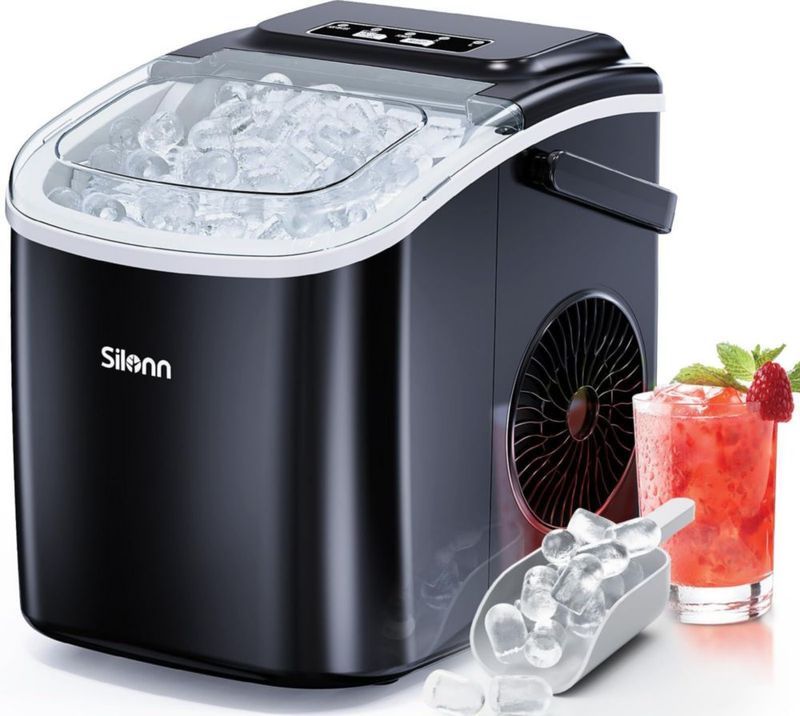 Máquina de Hielo Silonn 12 kg/24h Autolimpiante 2 Tamaños