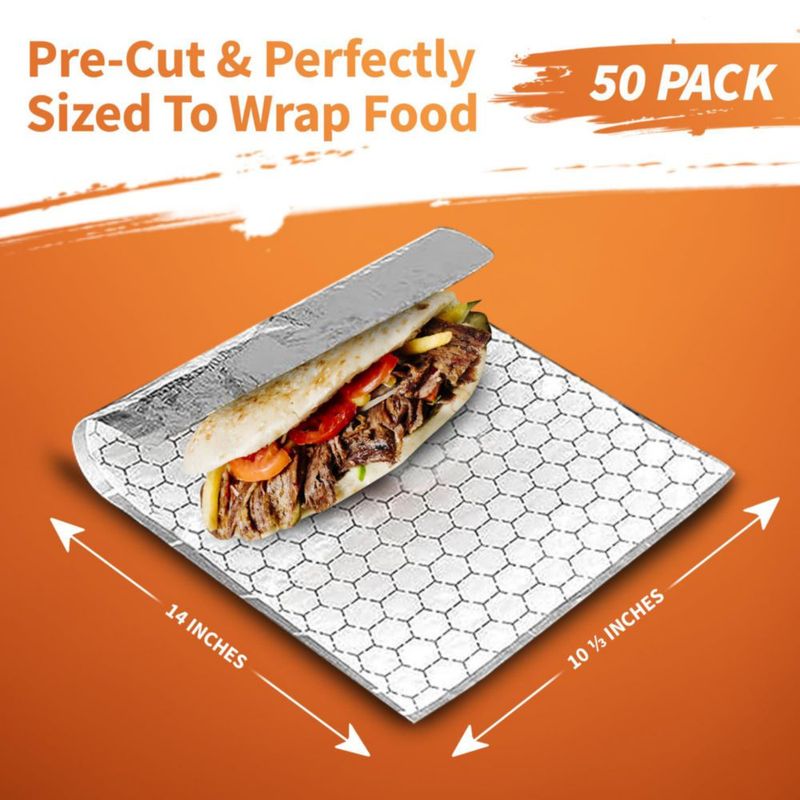 Papel Aluminio para Envolver Sándwiches XpressPak 50 Unidades 36x26 cm