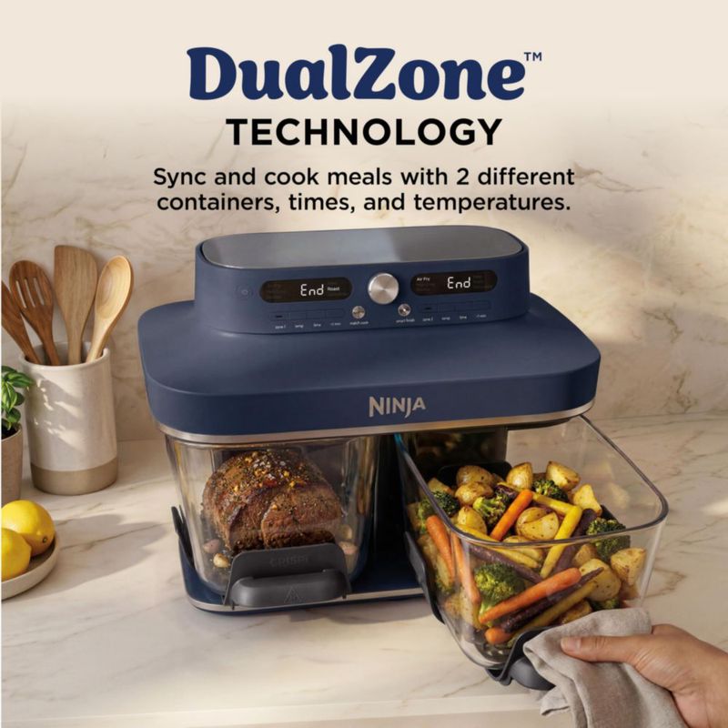Freidora de Aire Ninja Crispi DualZone 2x4qt de Vidrio 1785W