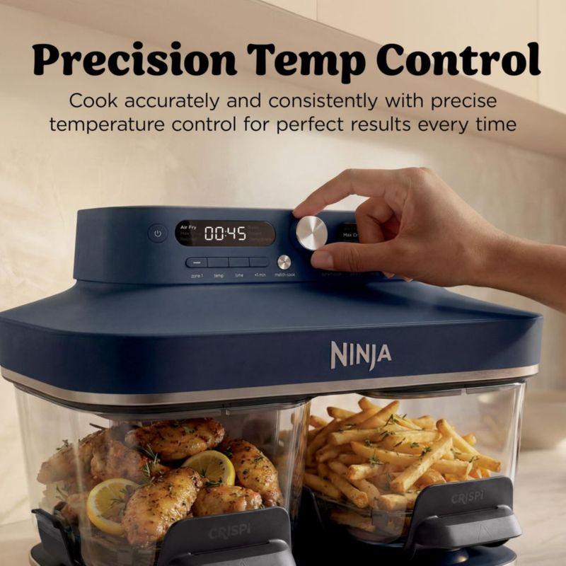 Freidora de Aire Ninja Crispi DualZone 2x4qt de Vidrio 1785W
