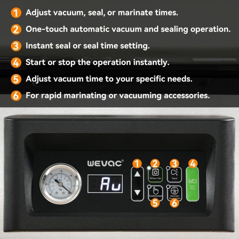 Selladora al Vacío Wevac CV12 Pro Barra de Sellado de 12" Tiempo Automático