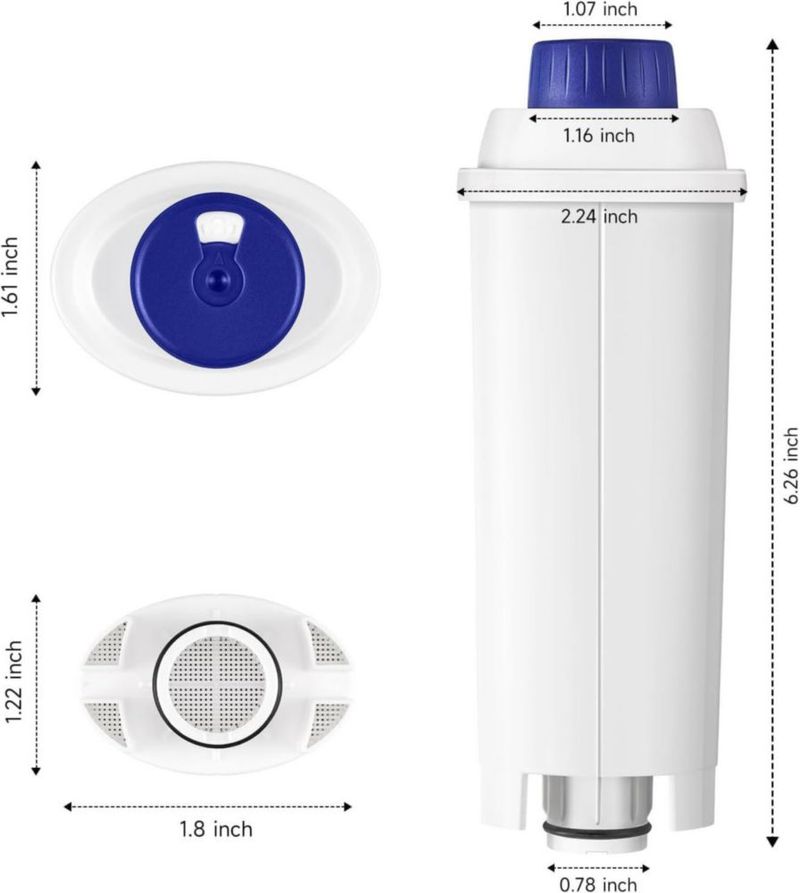 Klamol Pack de 6 filtros de agua de repuesto para máquina de café compatibles con DeLonghi DLSC002 para series Magnifica Evo Dinamica Plus Eletta