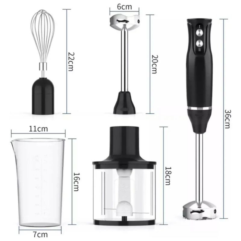 Batidora De Inmersión De Mano 4 En 1 500w, Color Negro