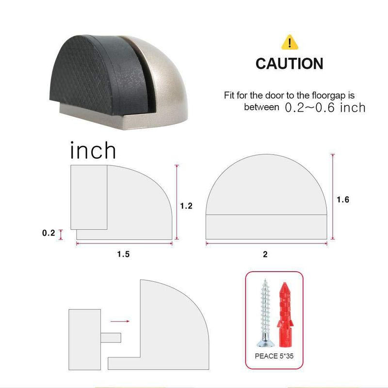 Topes de puerta CG PLUS 5 cm Níquel satinado - Pack de 4 con almohadilla de goma