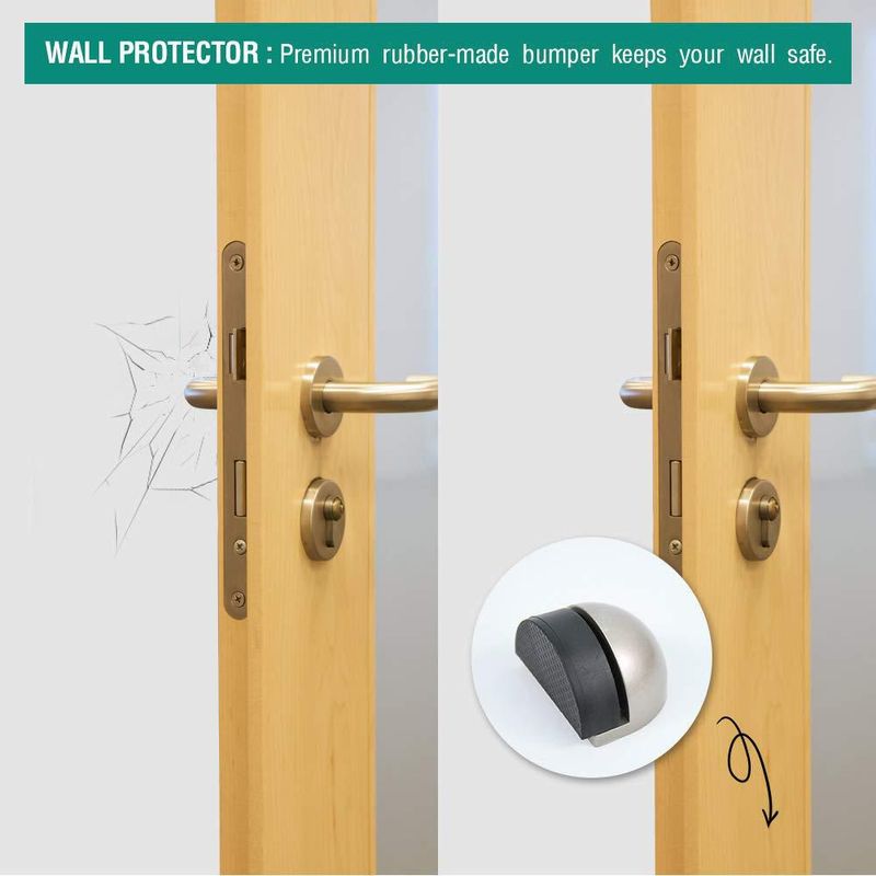 Topes de puerta CG PLUS 5 cm Níquel satinado - Pack de 4 con almohadilla de goma