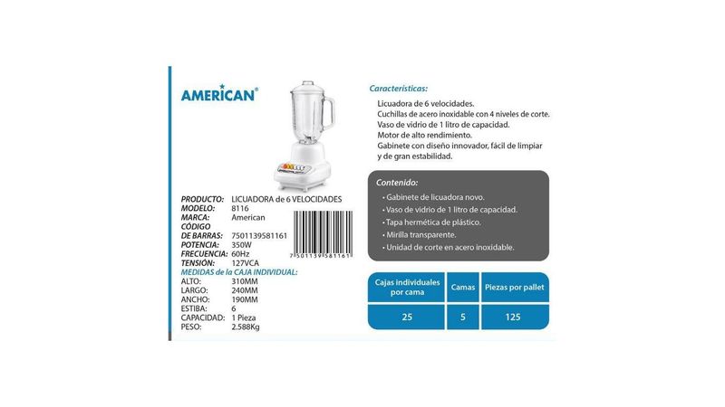 Licuadora american 6 velocidades new arrivals