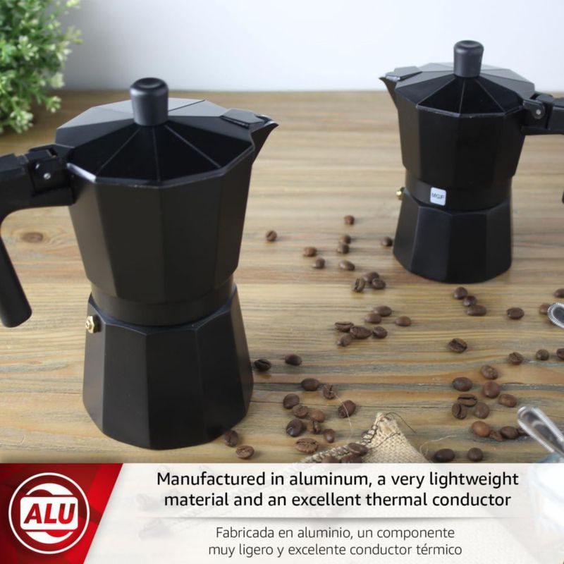 Cafetera Moka Magefesa Kenia Noir de 10 oz (6 tazas) Aluminio