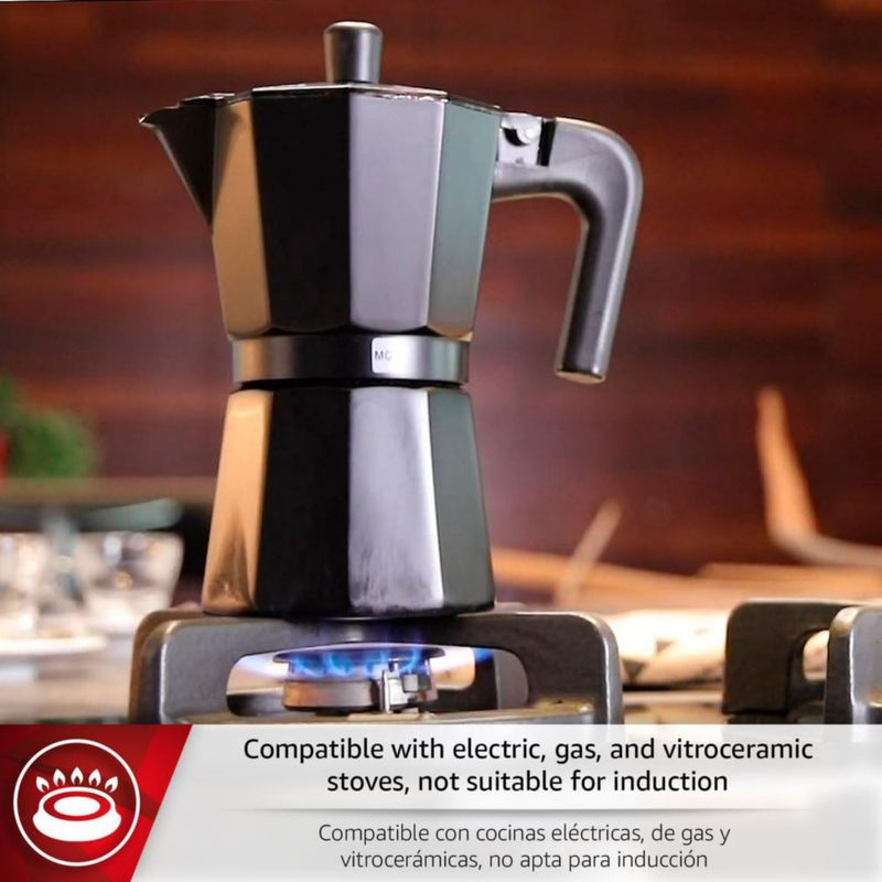 Cafetera Moka Magefesa Kenia Noir de 10 oz (6 tazas) Aluminio