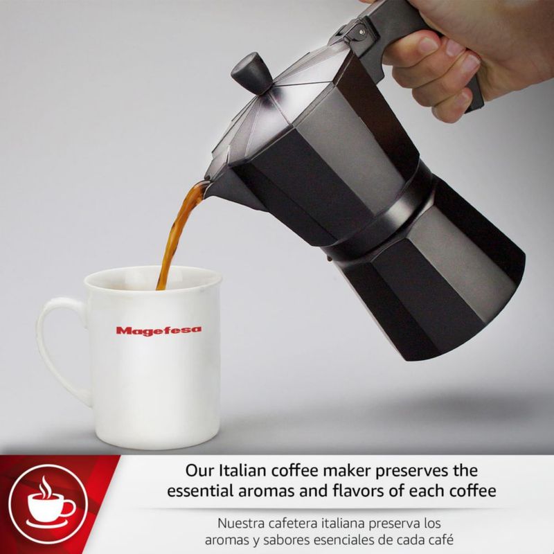 Cafetera Moka Magefesa Kenia Noir de 10 oz (6 tazas) Aluminio
