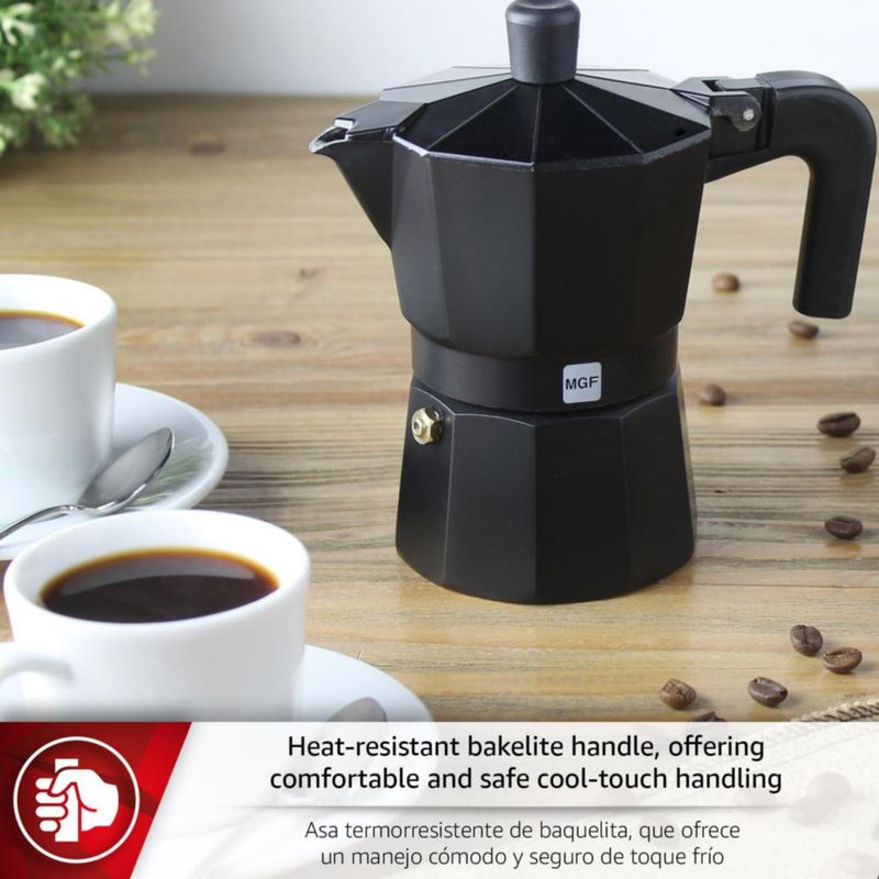 Cafetera Moka Magefesa Kenia Noir de 10 oz (6 tazas) Aluminio