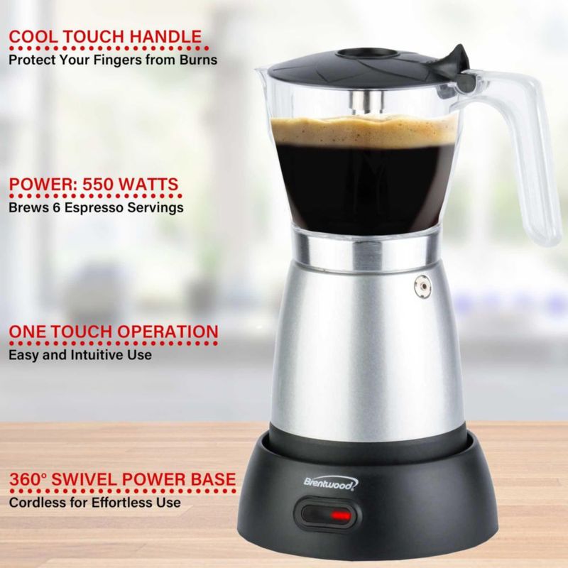 Cafetera Espresso Brentwood TS-119S 550W 6 Porciones 110V