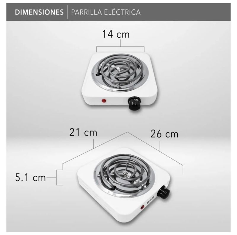 Parrilla Eléctrica De Un Quemador Doble Termostato Estufa, Color Blanco