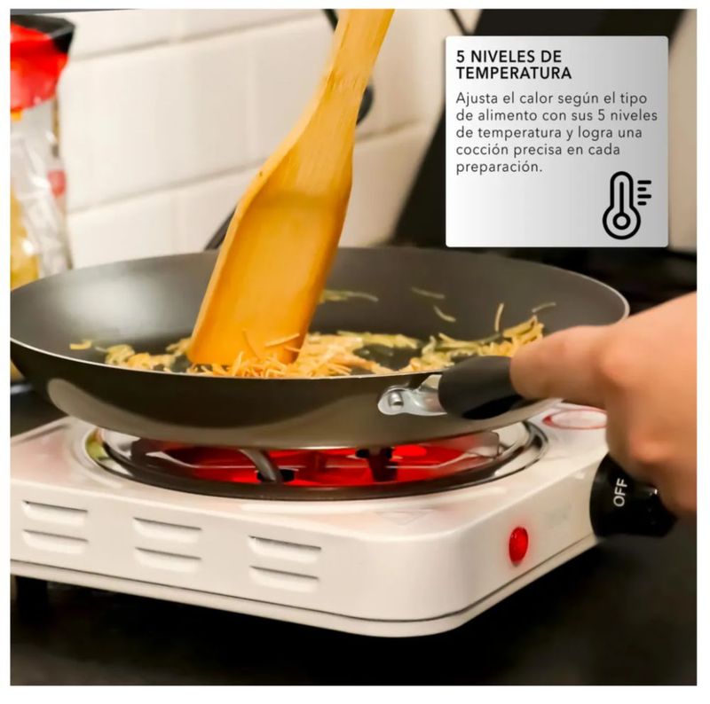 Parrilla Eléctrica De Un Quemador Doble Termostato Estufa, Color Blanco