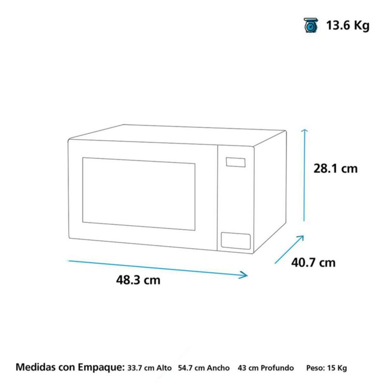 Microondas 0.9 Cuft Espejo GE Appliances - MGE09SEJ