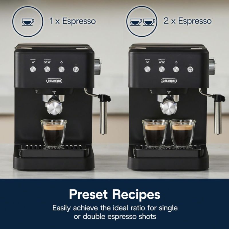 Máquina de espresso De'Longhi negro mate con espumador de leche