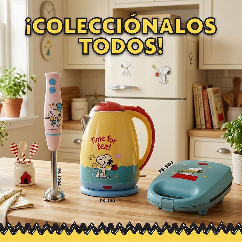 SNOOPY Peanuts Batidora de Inmersión 500W de Acero Inoxidable y Botón Turbo para Purés, Papillas y Smoothies, PS-1204