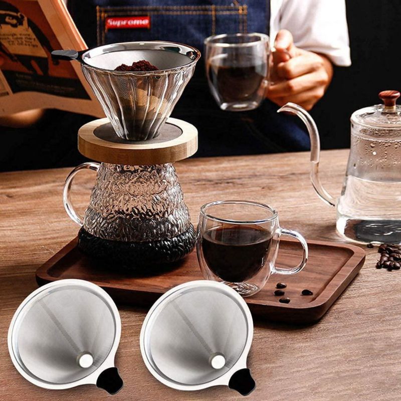 Filtro de café Meichu 2 uds Doble malla plateado