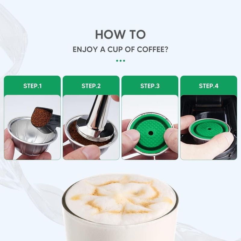 Tapa reutilizable de silicona para cápsulas de café BENFUCHEN – Pack de 4
