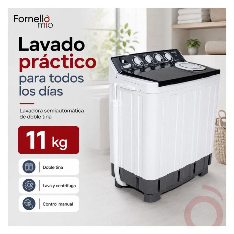 Lavadora Semiautomatica Doble Tina 11 Kg 540 W Centrifugadora 3 Kg