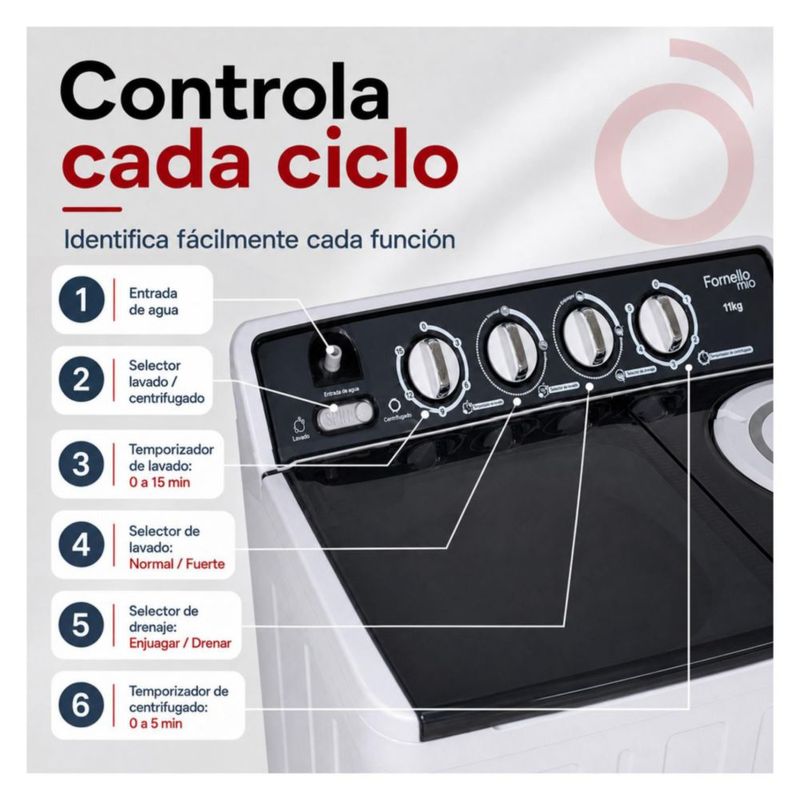Lavadora Semiautomatica Doble Tina 11 Kg 540 W Centrifugadora 3 Kg