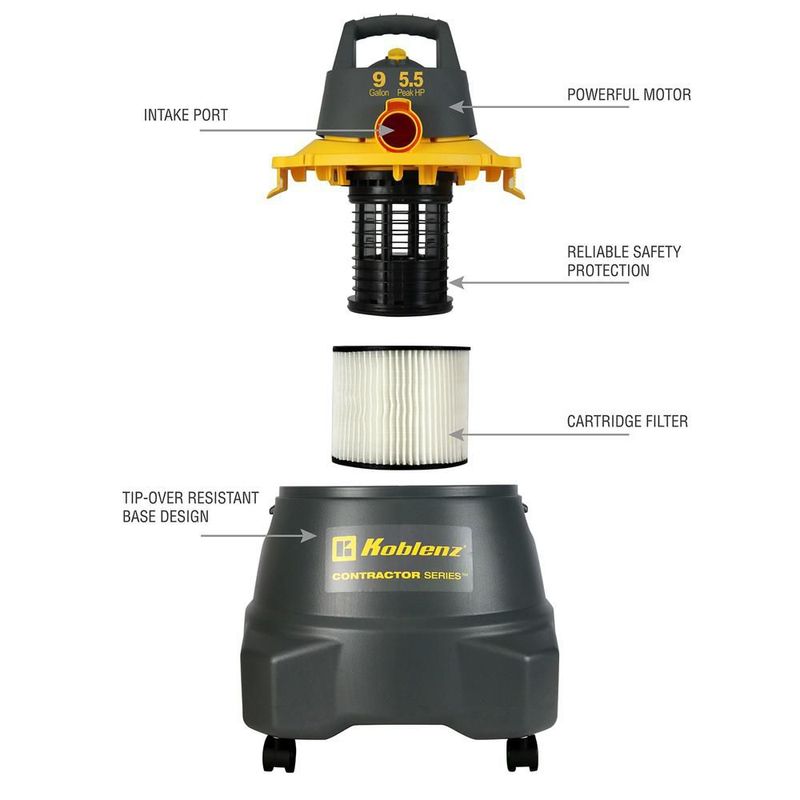 Aspiradora de uso Rudo Koblenz WD-9 C212 9 Gal. para Taller Gris