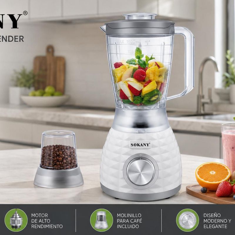 Licuadora Multifuncional SOKANY SK-03064 2 en 1 1.5 L 500 W Blanca
