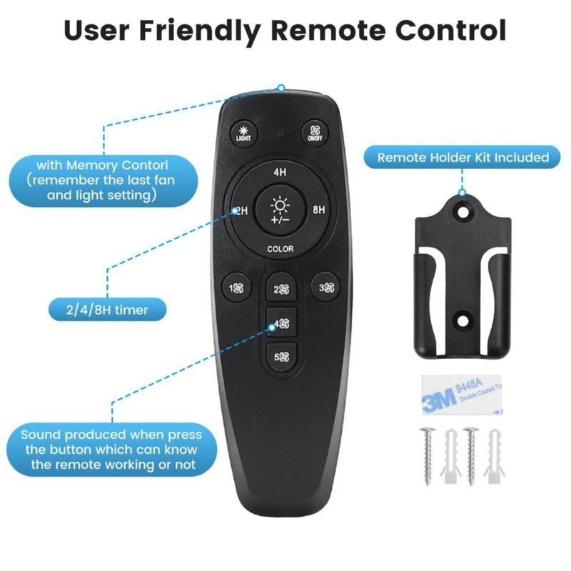 Ventilador de techo Fanspex de 52 cm con luz y control remoto