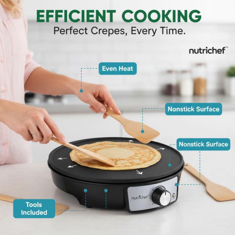 Crepera NutriChef de 30 cm antiadherente con control LED