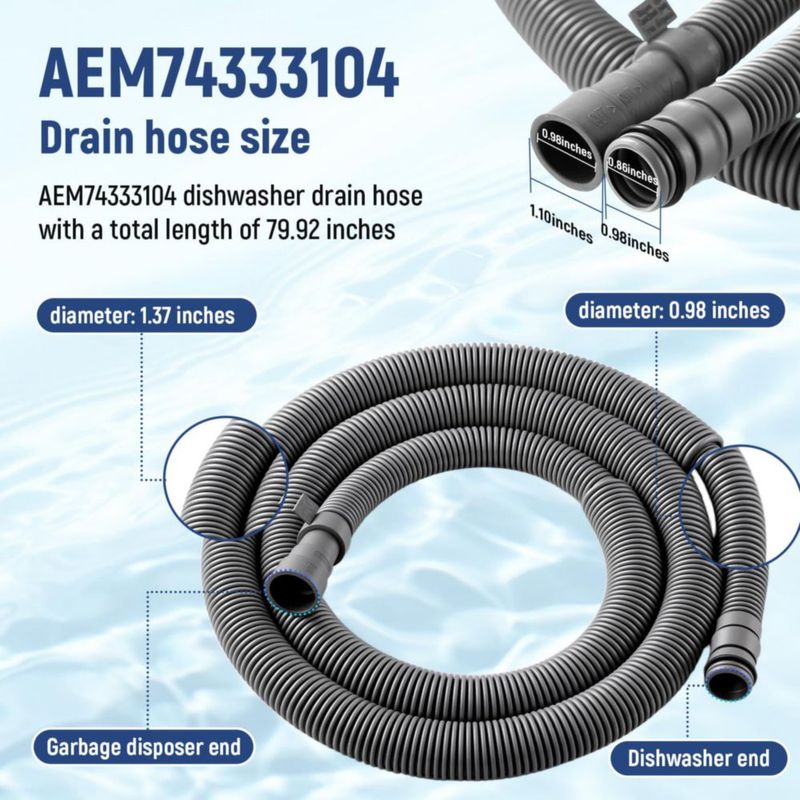 Manguera de drenaje para lavavajillas Ratiekc 202 cm compatible con LG AEM74333104