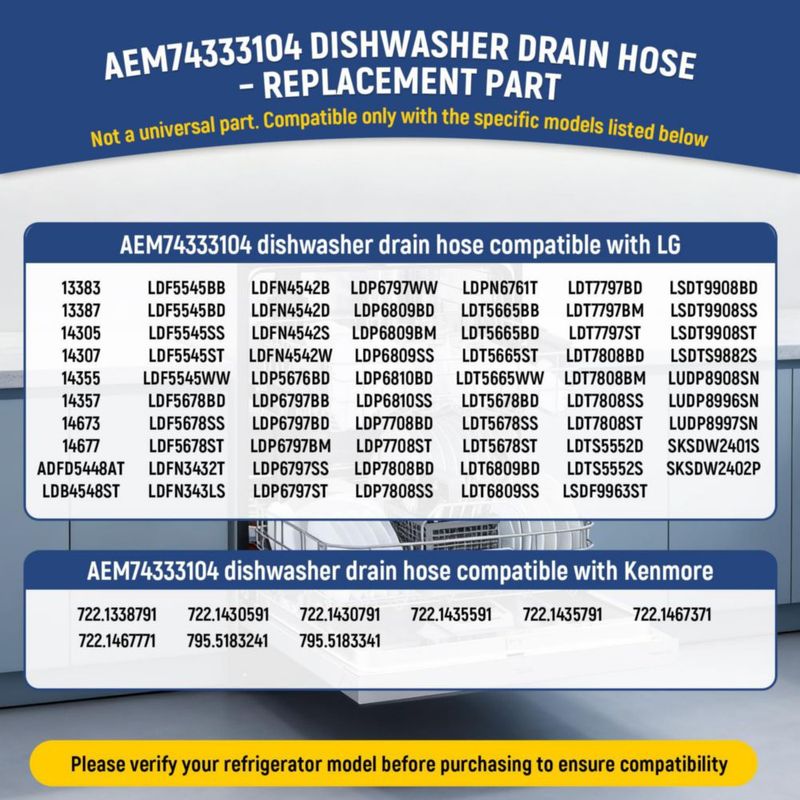 Manguera de drenaje para lavavajillas Ratiekc 202 cm compatible con LG AEM74333104