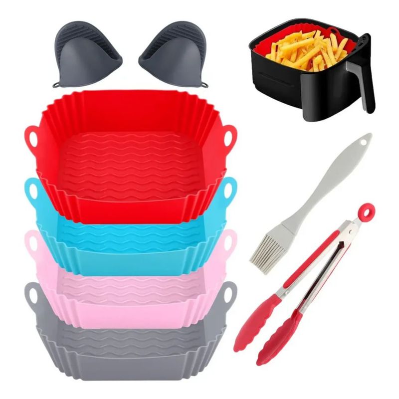 Freidora Aire Silicon Molde Reutilizable Tapete Hornear 8pcs, Multicolor