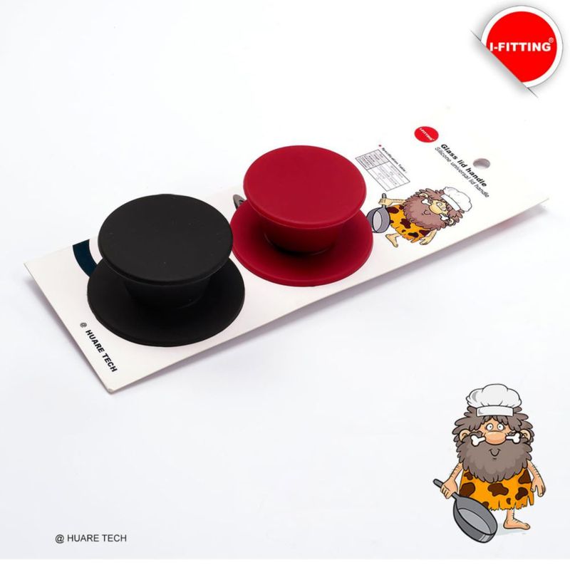 Perilla de Silicona para Tapa de Olla FOLI 2 unidades - Negro y Rojo