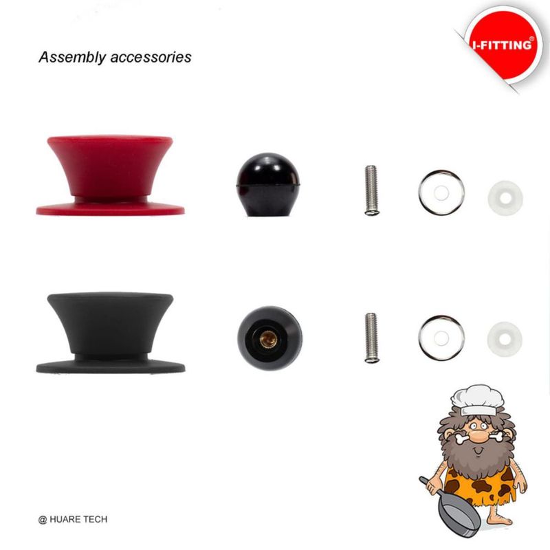 Perilla de Silicona para Tapa de Olla FOLI 2 unidades - Negro y Rojo