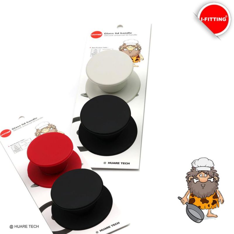 Perilla de Silicona para Tapa de Olla FOLI 2 unidades - Negro y Rojo