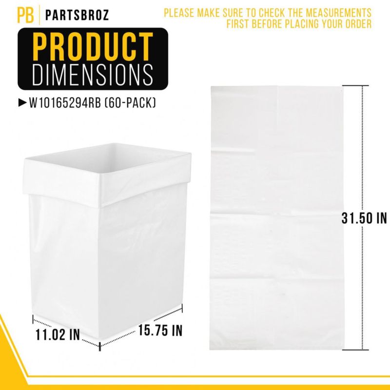 Bolsas para Compactador de Basura PartsBroz 60 Unidades 15 Pulgadas