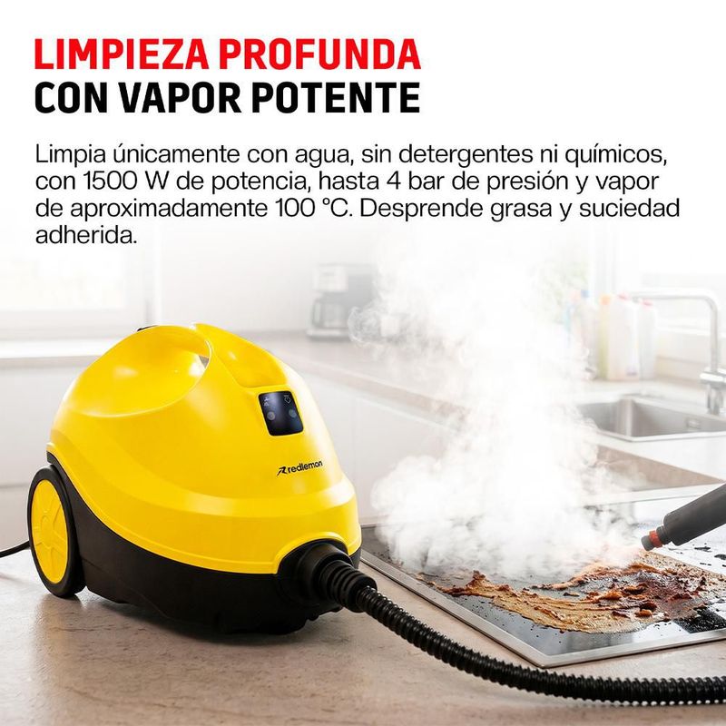 Limpiador de Vapor de Alta Presión de 1500 W, 4 Bar, 1.5 L con Accesorios