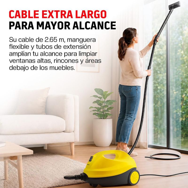Limpiador de Vapor de Alta Presión de 1500 W, 4 Bar, 1.5 L con Accesorios