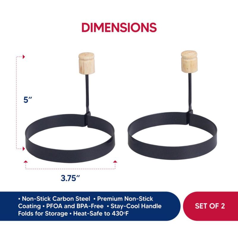 Aros antiadherentes para huevos HIC Kitchen 10 cm paquete de 2