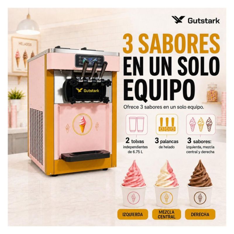 Maquina Helado Suave 950W 12L Tres Salidas Panel LED Twist