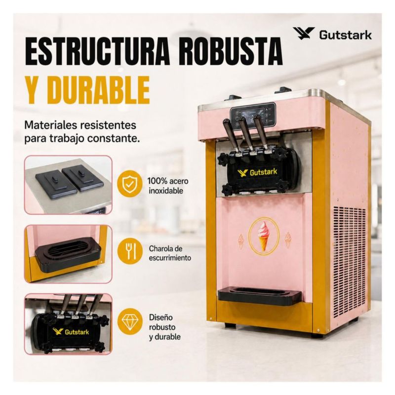 Maquina Helado Suave 950W 12L Tres Salidas Panel LED Twist