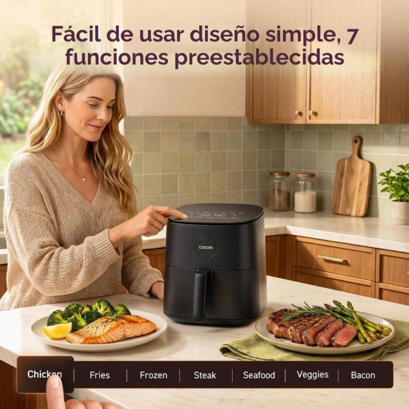 USADA Freidora de aire COSORI Pro 5QT capacidad de 4.7L - Función 9 en 1 apta para lavavajillas - COSORI Air Fryer Pro 5QT - Color Gris