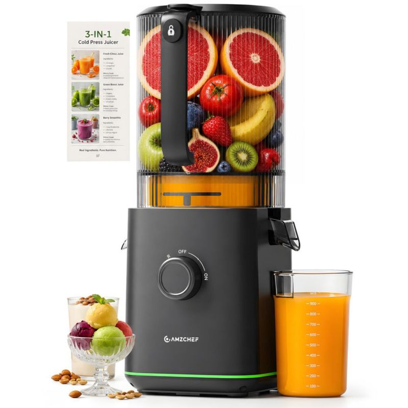 Exprimidor AMZCHEF de 17 cm para fruta entera exprimidor lento