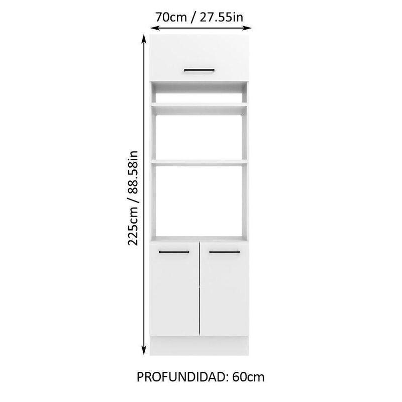 Armario de cocina para microondas y horno madesa blanco