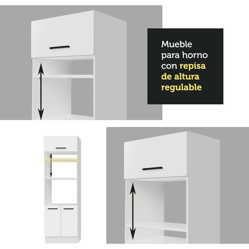 Armario de cocina para microondas y horno madesa blanco