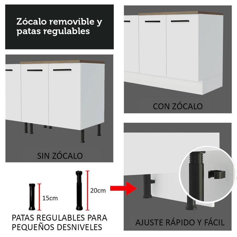 Armario de cocina para microondas y horno madesa blanco