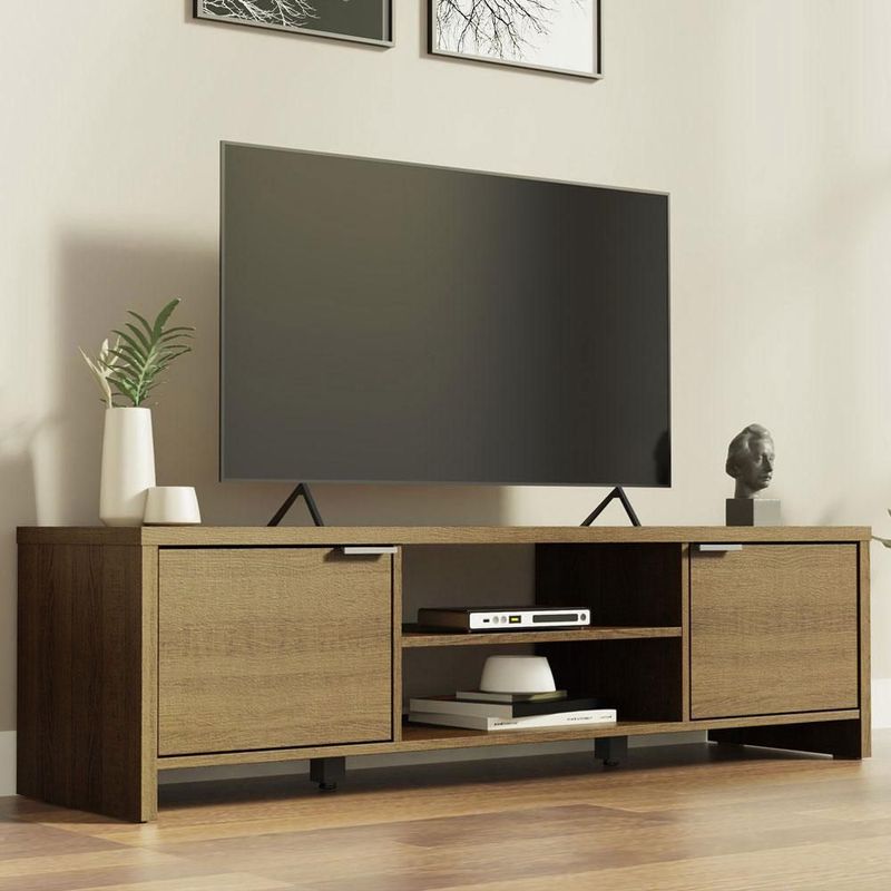 Mueble mesa para tv rack madesa 2 puertas hasta 65 marrón 01